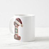 クリスマスのセーター風ニット文字 I サンタ帽子 コーヒーマグカップ (正面左)