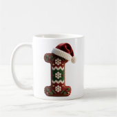 クリスマスのセーター風ニット文字 I サンタ帽子 コーヒーマグカップ (左)