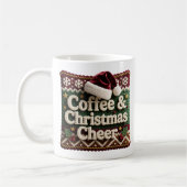 クリスマスのセーター コーヒーとクリスマスサンタの帽子 コーヒーマグカップ (左)