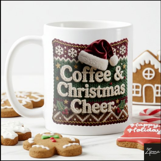 クリスマスのセーター コーヒーとクリスマスサンタの帽子 コーヒーマグカップ
