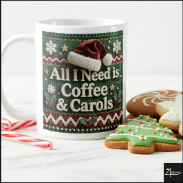 クリスマスのセーター コーヒーとクリスマスソングがあればそれでいい コーヒーマグカップ