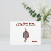 クリスマスのセーターizedのベーコン シーズンポストカード (スタンド正面)