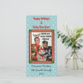 クリスマスのセーターizerの雪片の写真カード シーズンカード (スタンド正面)