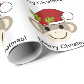 クリスマスのソックス猿の包装紙 ラッピングペーパー (ロールコーナー)