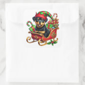 クリスマスのソリのロットワイラーでギフトでいっぱいになる スクエアシール (バッグ)