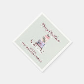 クリスマスのソリは贈り物でいっぱいで、緑が濃い スタンダードカクテルナプキン (角)