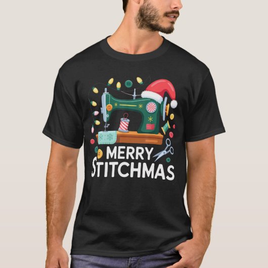 クリスマスのソーイング 刺繍 Tシャツ (正面)