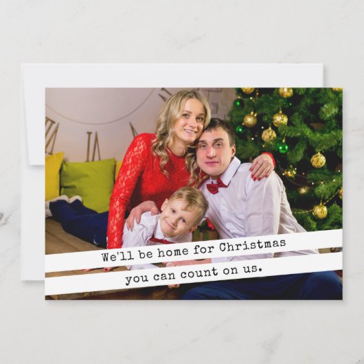 クリスマスのタイプライターの家シンプルに帰る シーズンカード (正面)