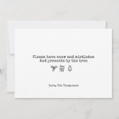 クリスマスのタイプライターの家シンプルに帰る シーズンカード (裏面)