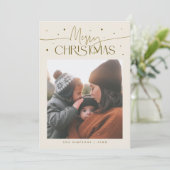 クリスマスのタイポグラフィクリーム色の写真 シーズンカード (スタンド正面)