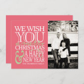 クリスマスのタイポグラフィメッセージの写真カード シーズンカード (正面/裏面)