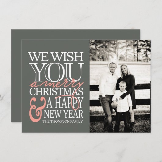 クリスマスのタイポグラフィメッセージの写真カード シーズンカード (正面/裏面)