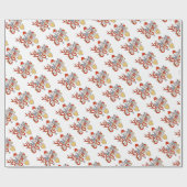 クリスマスのタイポグラフィーとトナカイの角 ラッピングペーパー (フラット)