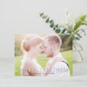 クリスマスのタイポグラフィー写真カードの表と裏 シーズンカード (スタンド正面)