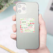 クリスマスのタイポグラフィ 赤と緑のシームレス パターン シール (スマートフォン)