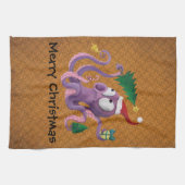 クリスマスのタコ キッチンタオル (横)