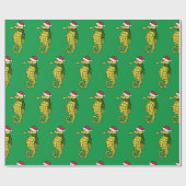 クリスマスのタツノオトシゴの包装紙 ラッピングペーパー (フラット)