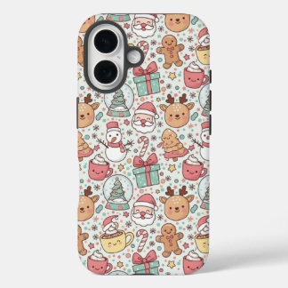 クリスマスのタフなスマホケース - かわいいサンタのデザイン iPhone 16ケース