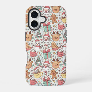 クリスマスのタフなスマホケース - かわいいサンタのデザイン iPhone 16ケース
