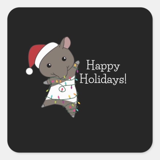 クリスマスのタペール冬の動物 スクエアシール (正面)