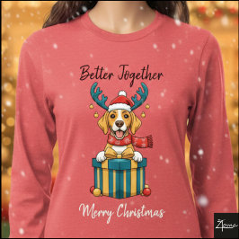 クリスマスのタンポインターのトナカイのギフト グラフィック トライブレンドTシャツ