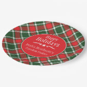 クリスマスのタータンチェックの名前のクッキー交換紙皿 ペーパープレート (アングル)