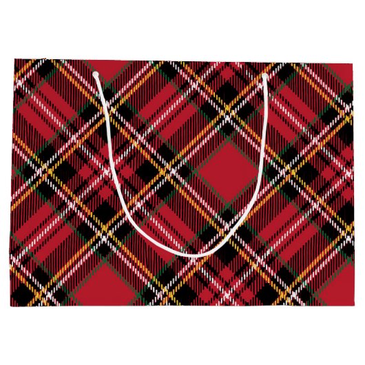 クリスマスのタータンチェックパターン ラージペーパーバッグ (裏面)