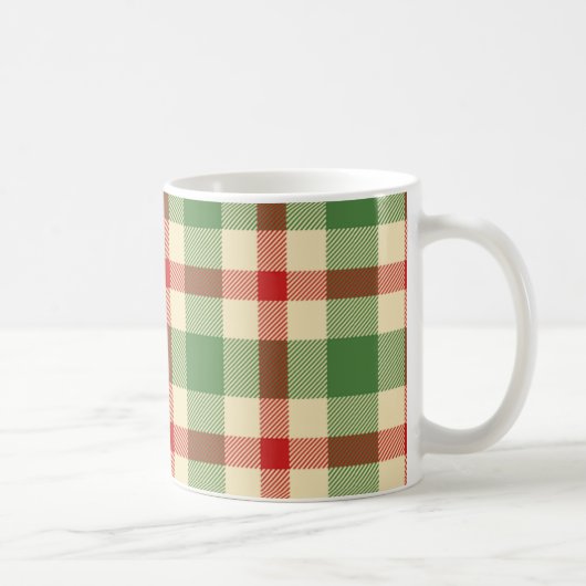 クリスマスのタータンチェック格子縞のマグ コーヒーマグカップ (右)