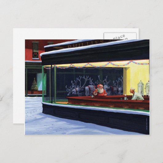 クリスマスのダイナーの郵便はがき シーズンポストカード (正面/裏面)