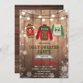 クリスマスのダサいスウェットテーマ 招待状 (正面/裏面)