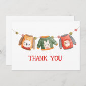 クリスマスのダサいセーターの感謝カード サンキューカード (正面/裏面)