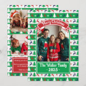 クリスマスのダサいセータージャンパー家族写真 シーズンカード (正面/裏面)
