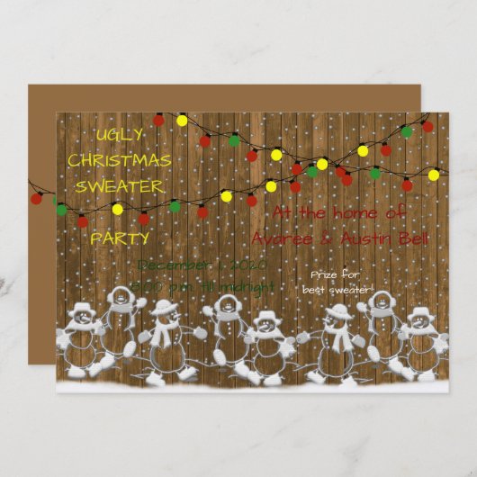 クリスマスのダサい服パーティー 招待状 (正面/裏面)