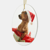 クリスマスのダックスフントのオーナメント セラミックオーナメント (左)