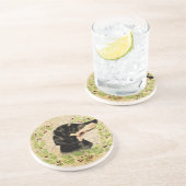 クリスマスのダックスフントのヴィンテージのヒイラギのリース コースター (側面)