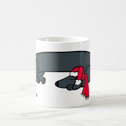クリスマスのダックスフントの寝顔マグ コーヒーマグカップ (中央)