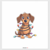 クリスマスのダックスフントライト シール (シート)