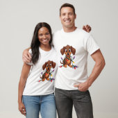 クリスマスのダックスフントライト(2) Tシャツ (ユニセックス)