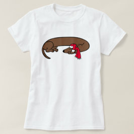 クリスマスのダックスフント寝姿Tシャツ Tシャツ
