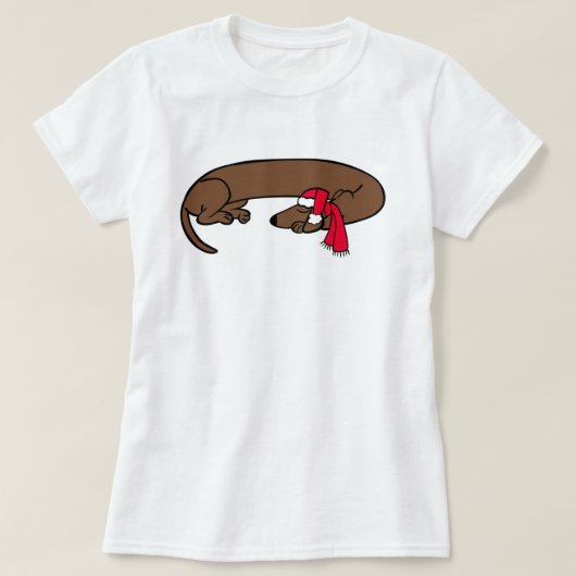 クリスマスのダックスフント寝姿Tシャツ Tシャツ (デザイン正面)