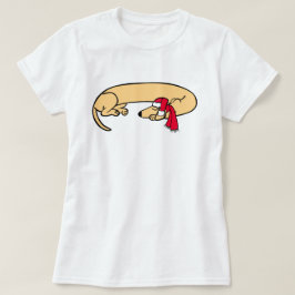 クリスマスのダックスフント寝姿Tシャツ Tシャツ