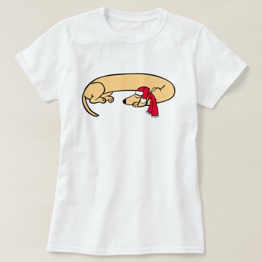 クリスマスのダックスフント寝姿Tシャツ Tシャツ (デザイン正面)