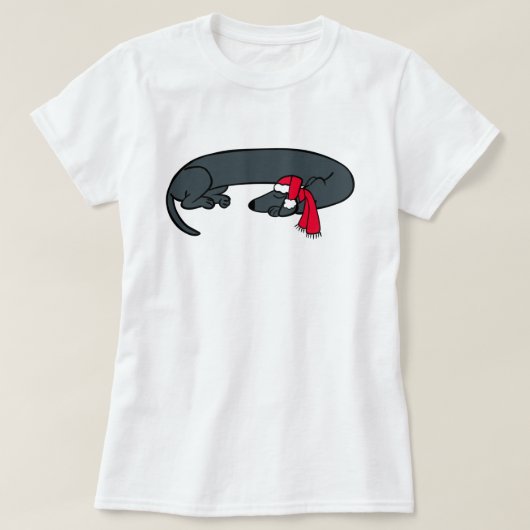 クリスマスのダックスフント寝姿Tシャツ Tシャツ (デザイン正面)