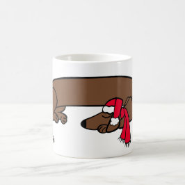 クリスマスのダックスフント寝顔マグ コーヒーマグカップ
