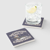 クリスマスのダックスフント日! ストーンコースター (横)