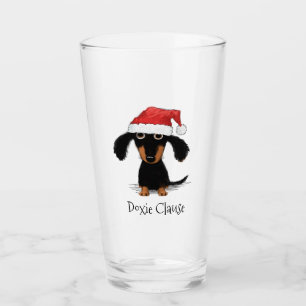 クリスマスのダックスフント のおもしろいなクリスマスのウインナー犬の タンブラーグラス