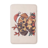 クリスマスのダックスフント バスマット (正面縦)