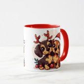 クリスマスのダックスフント マグカップ (正面右)