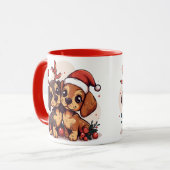 クリスマスのダックスフント マグカップ (正面左)
