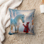クリスマスのダップルグレーの馬 クッション (ブランケット)